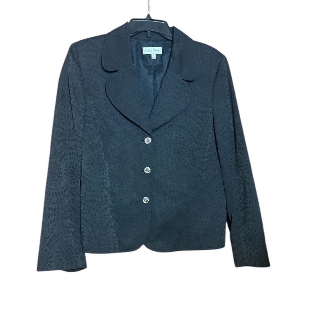 Andre Oliver Black Blazer with Notched Lapels size 16